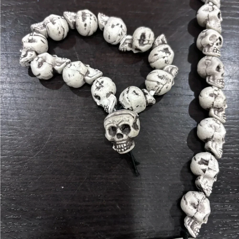 Costume Jewelry Skull & Bones Necklace Bracelet Caveman Halloween Voodoo